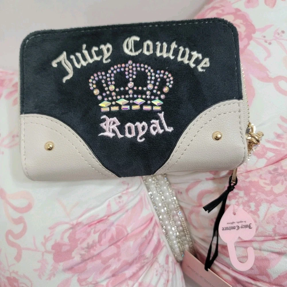 Juicy Couture Urban Heritage Bowler Bag VELOUR With Heart POM Bag Charm & WALLET